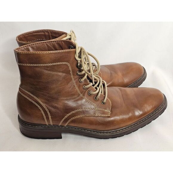 Perry Ellis Portfolio March Chukka Boots Ankle Brown Leather Mens Size 8 - Picture 2 of 8